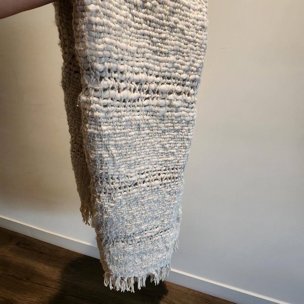 West Elm Cozy Cream Woven Throw Blanket - Picture 3 of 5
